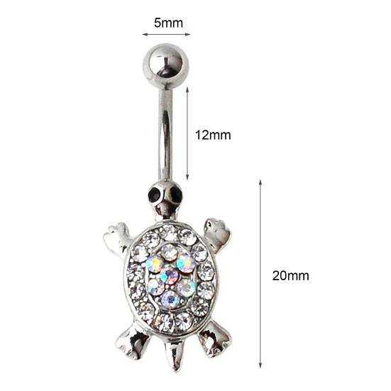 16G Multicolor Rhinestone Cute Turtle Sexy Body Piercing Belly Button Bar Ring