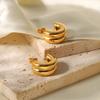  C Shaped Metal Stainless Steel Smooth Ear Studs Waterproof Anti Allergic Elegant Trendy Jewelry for Women