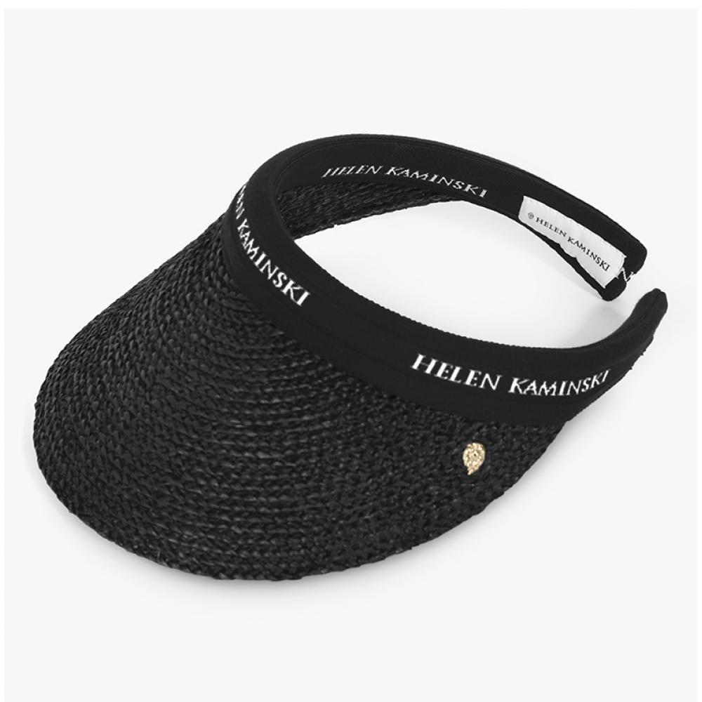 Helen Kaminski Hat50265 Cabl Bianca Charcoal Black Logo Visor Sun Cap