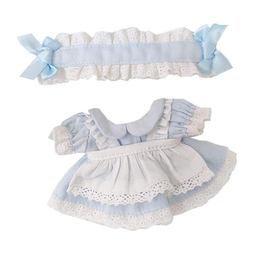 

niannyyhouse 10cm Plush Maid Cotton Doll Dress, Clothes, Dress-Up (Light Blue)