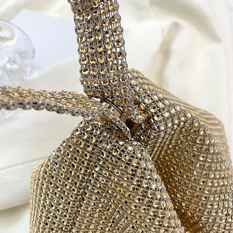 Elegant Glitter Evening Bag Rhinestone Dinner Clutch Purse Women Party Shoulder Bag Luxury Handbag Stylish Shiny Underarm Pouch