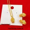 Gold Floral Bracelet & Necklace Set - Luxurious Chinese Classic Style for Women