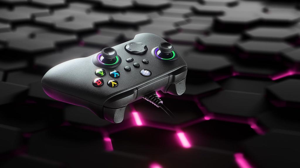 FlashFire F211 Mizar Wired Gaming Controller with Hall Effect Turbo Key Mapping and RGB Lighting Sensor, Anti-Stick Drift, Function, Function, [video