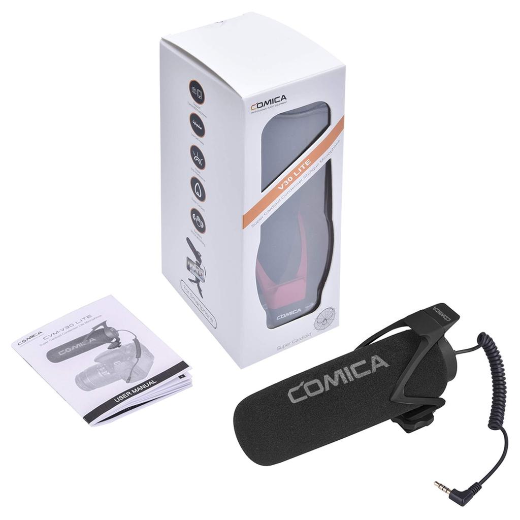 Comica LITE Video Gun External Microphone for DSLR and Huawei CVM-V30 Sony, Nikon, Canon, Cameras, iPhone, (Black)