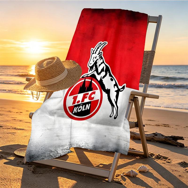 FC Koln Print Beach Towel Design, Soft, Lightweight. for Home Bathroom, Spa, Pool, Yoga, Surfing, Camping, Gift for Family, Friend
