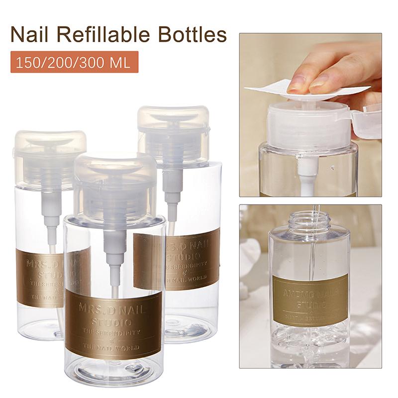 150/200/300Ml Nail Refillable Bottles Empty Press Pump Dispenser Nail Art Polish Remover Cleaner Makeup Bottle Manicure Tool