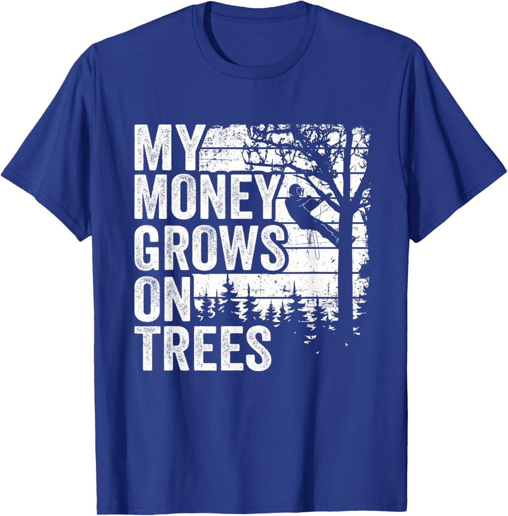 Arborist Money Grows On Trees Graphic Tee Tree Climber Vintage TShirt for Men