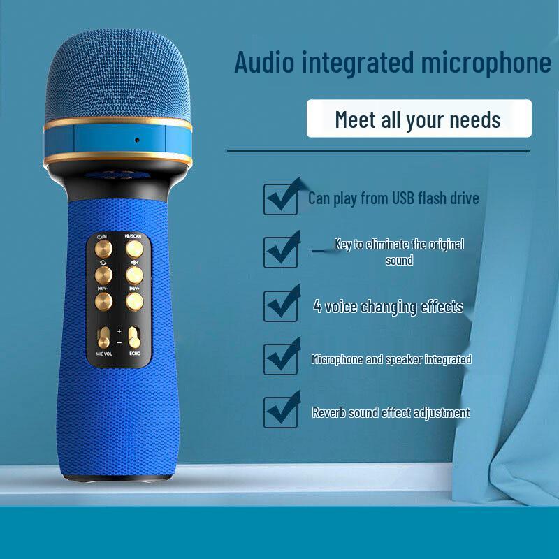 WS-898 Bluetooth Wireless Home Microphone with Built-in Speaker for Karaoke Apps