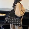 Borsa Tote in Camoscio a Pois Design con Lettere Stampa Leopardo Coreana, Borsa a Spalla Grande Capacità con Coulisse da Donna Fashi Borsa a Mano Casual