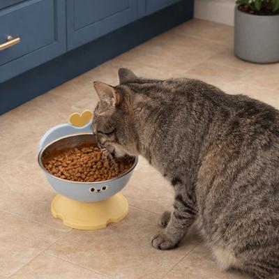 High-Legged Cat Feeding Bowl Anti-Slip Removable Pet Feeder Bowl Large-Capacity No Spill Food Water Bowls for Feeding Drinking