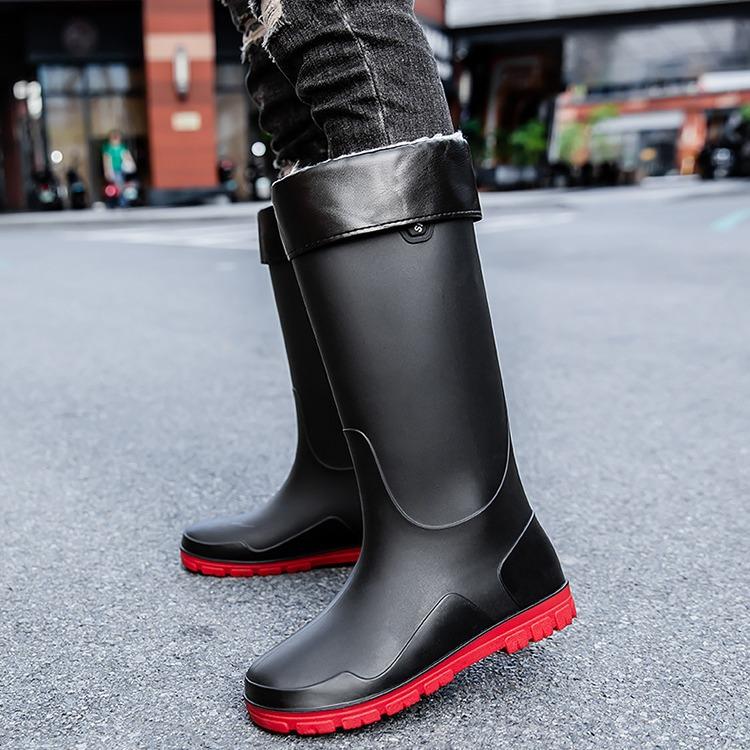 Fashion rain shoes men's rainproof and waterproof shoes high tube non-slip closed long tube rain boots bundle work shoes fishing shoes men