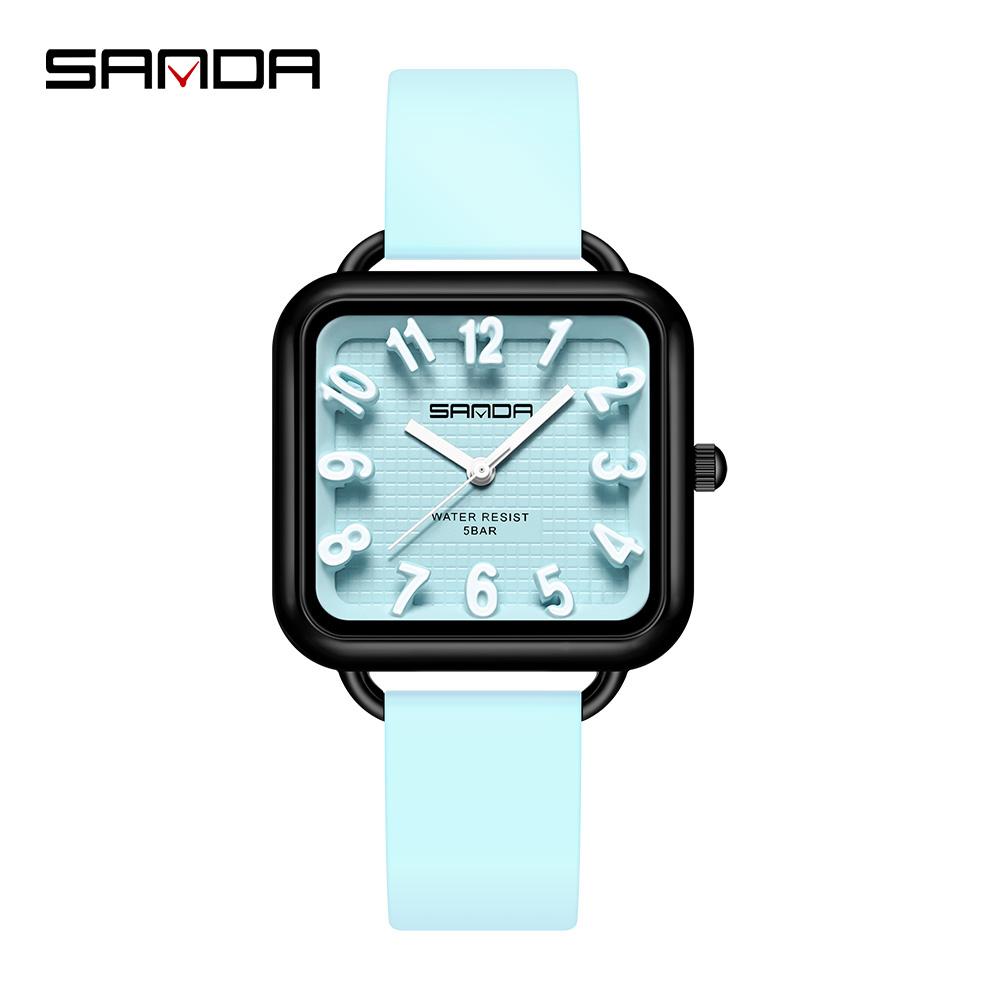SANDA 3269 Fashion Quartz Watch Girl And Boy 5ATM Waterproof Rectangle Light Trend Student Young Men's Quartz Watch