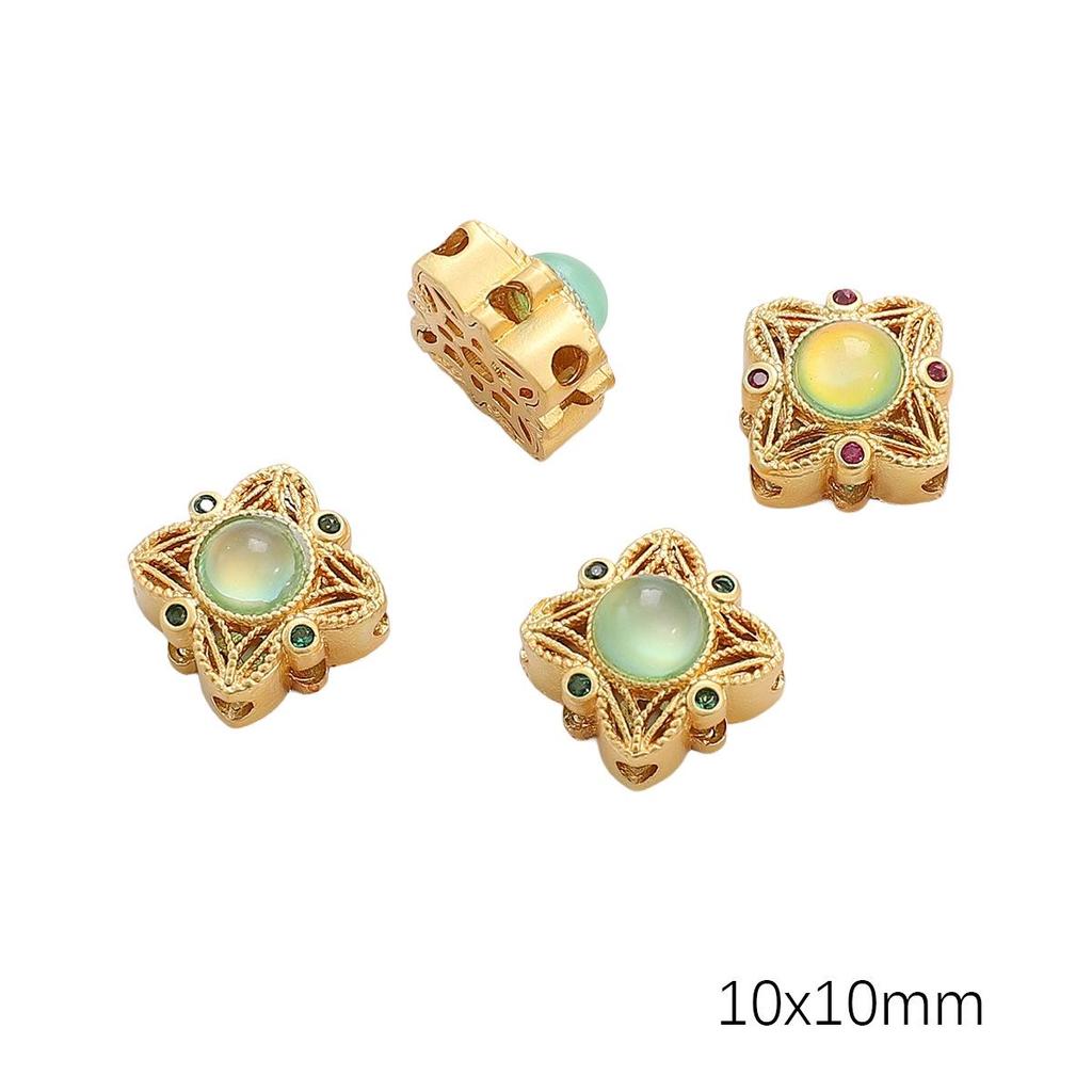 Pozlacené prolamované korálky s kočičím okem a imitací nefritu pro výrobu šperků DIY