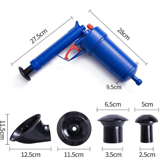 Toilet Plunger, High Pressure Air Drain Blaster Gun Sink Clog Remover Tool Pipe Dredging Unclogger with 4 Sized Suckers for Bathroom Bathtubs Tub