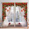 2pcs Festive Christmas & Green Pine Print Curtains,Rod Pocket Design for Easy Hanging, Perfect for Living Room, Office,Bedroom