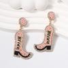 European and American New Geometric Boots, Alloy Inlaid Rhinestones, Earrings, Personalized Fashion, Rice Beads, Oil Dripping Earrings, Women