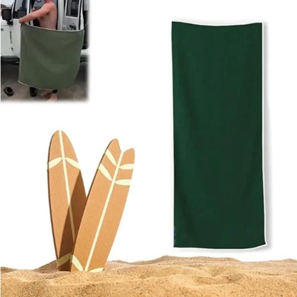 Outdoor Magnetic Bath Towel, Oversized Microfiber Bath Towels, Magnet Towel with Buckle for Beach, Pool, Travel, Gym, Green