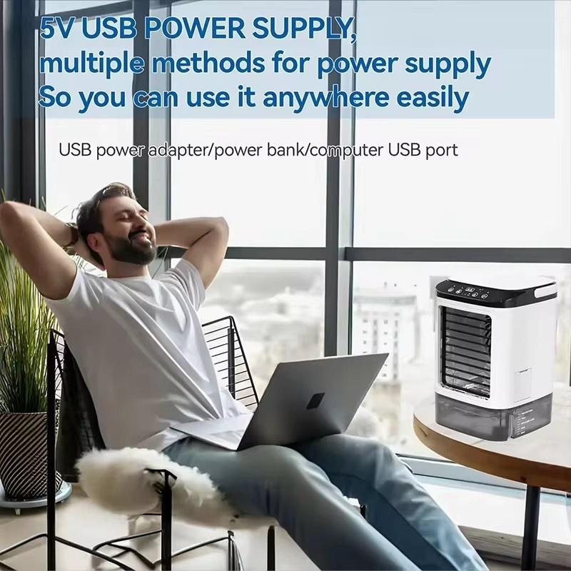 USB Desktop Fan Mini Water Cooling Fan Small Air Conditioning Office Dormitory Spray Humidification Fan Cooler Large Water Tank