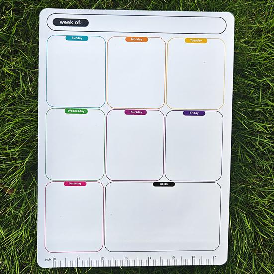 Magnetic Dry Erase Whiteboard for Fridge Reusable Monthly Calendar & Weekly Planner Blackboard Style Note Pad Kitchen Message Board