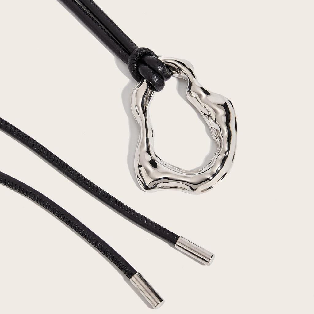 Metal Buckle Soft Leather Rope Knotted Belt Women'S Matching Coat With Down Jacket Decorative Sweater Skirt Thin Belt