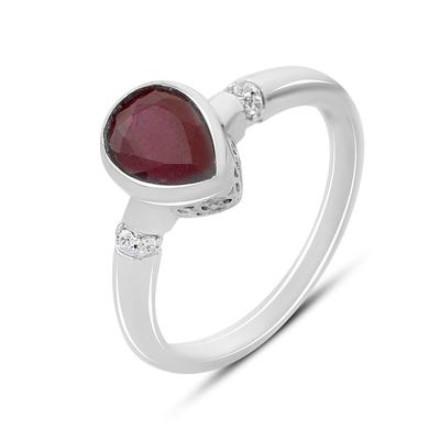 Silver Ring with a Natural Ruby 1.45ct, Cubic Zirconia, Item Weight 2.3 G (2165668)