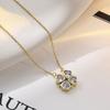 Double Layer Four-Leaf Clover Titanium Steel Necklace: Japanese & Korean Women's Heart Clavicle Chain
