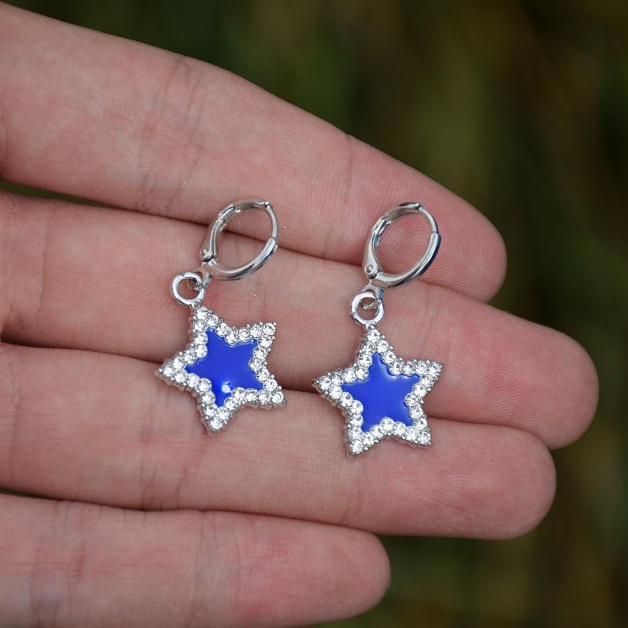 

Серьги Shiny Star Y2K Fashion Diamond Pentagram Простые и универсальные серьги Ins Style синий