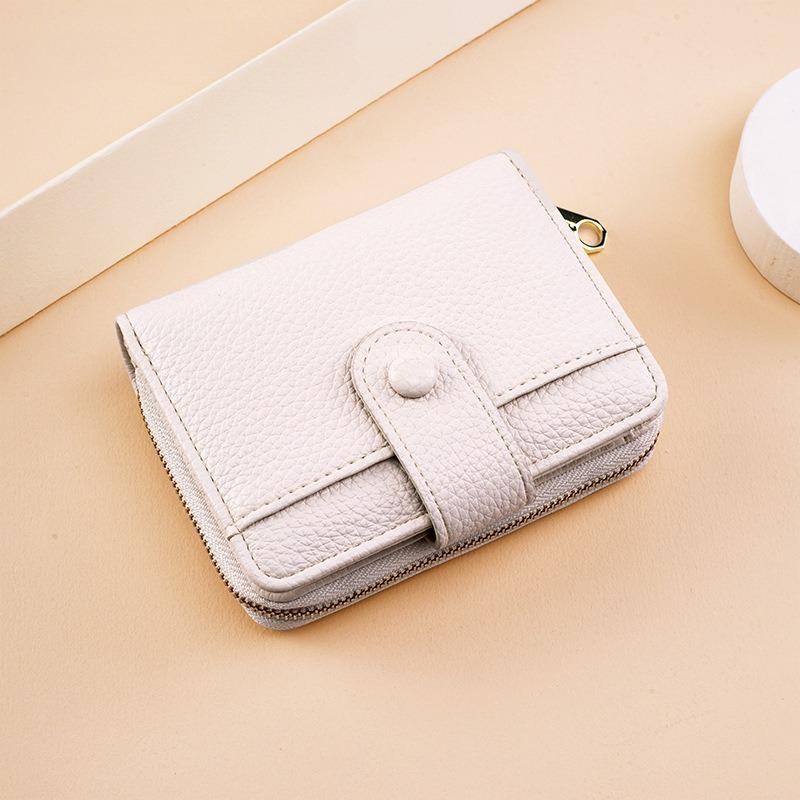 

New Zipper Women Wallets Simple Buckle Coin Purses Large Capacity Card Holder Wallet Fashion Lychee Pattern Multi Card Wallet бежевый