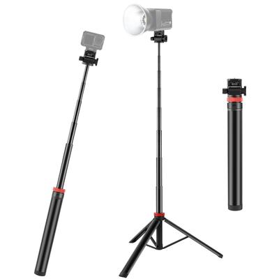 PULUZ 2m Statyw ze stopu aluminium z gwintem Światło wypełniające Uchwyt do selfie i transmisji na żywo Składany i odpowiedni do lustrzanek cyfrowych, kamer sportowych, małych i małych cyfrowych