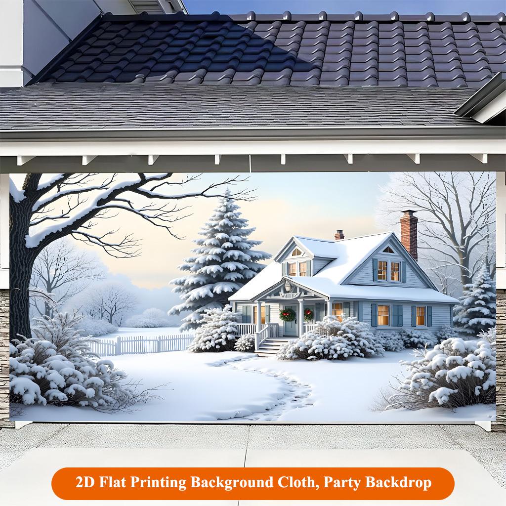 1Pcs Snowy House Winter Scenery Decoration Background Winter Backdrop For Photo Studio Photo Booth Party