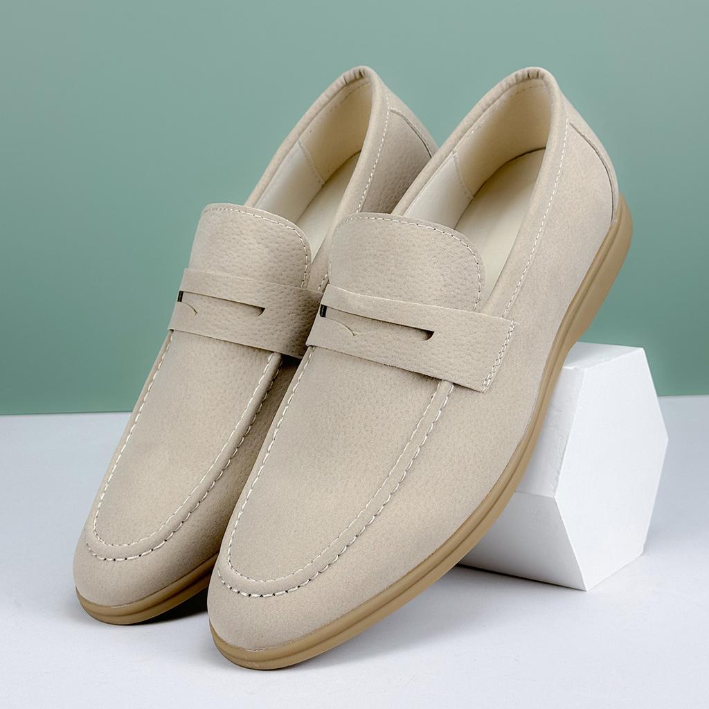 New Classic Suede Leather Men Shoes Slip On Loafers Penny Round Toe Dress Shoes Man Daily Wedding Party Business Shoes for Man