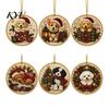 Acrylic Santa Hanging Ornaments 6 Pcs Christmas Pearl Art Ornaments, 2D Flat Holiday Tree Pendant, Decorations Effect Decoration for Home Wall