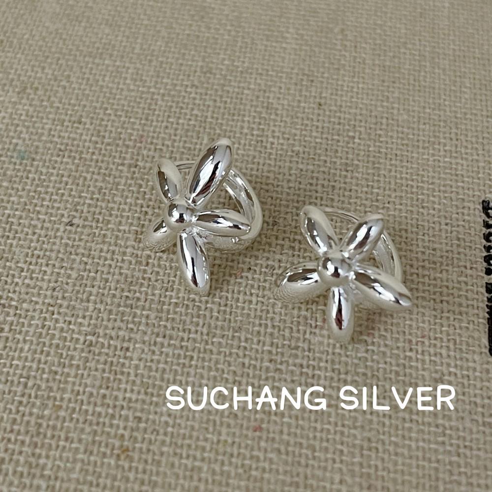 Su Chuang S925 Sterling Silver 3D Floral Earrings for Girls - Exquisite Korean Style 925 Silver