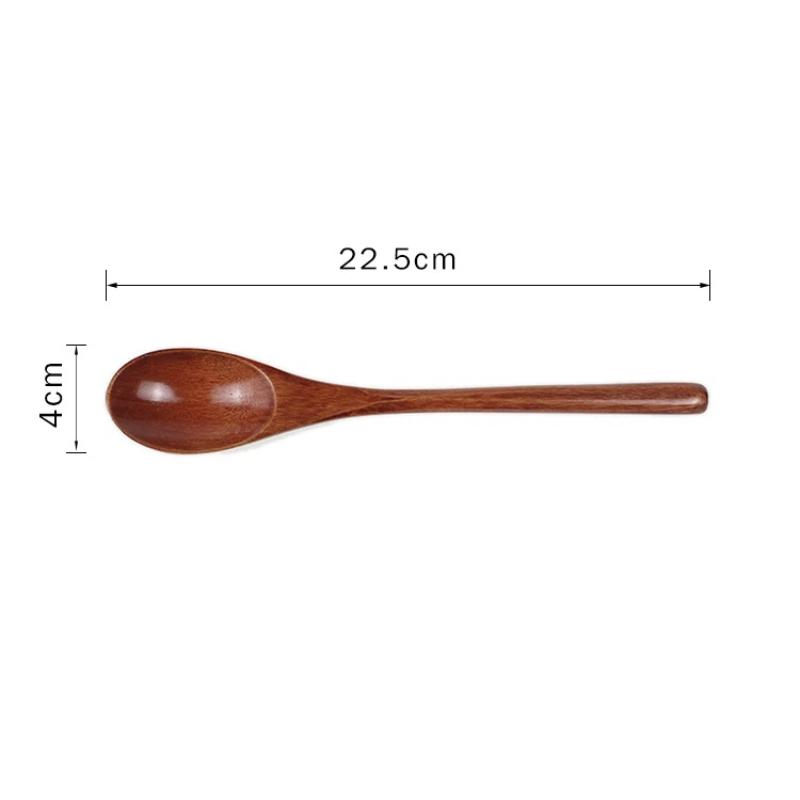 5 Pcs Natural Wooden Soup Spoon Set Food Grade Heat Resistant Ellipse Ladle for Home Kitchen Cooking Tableware
