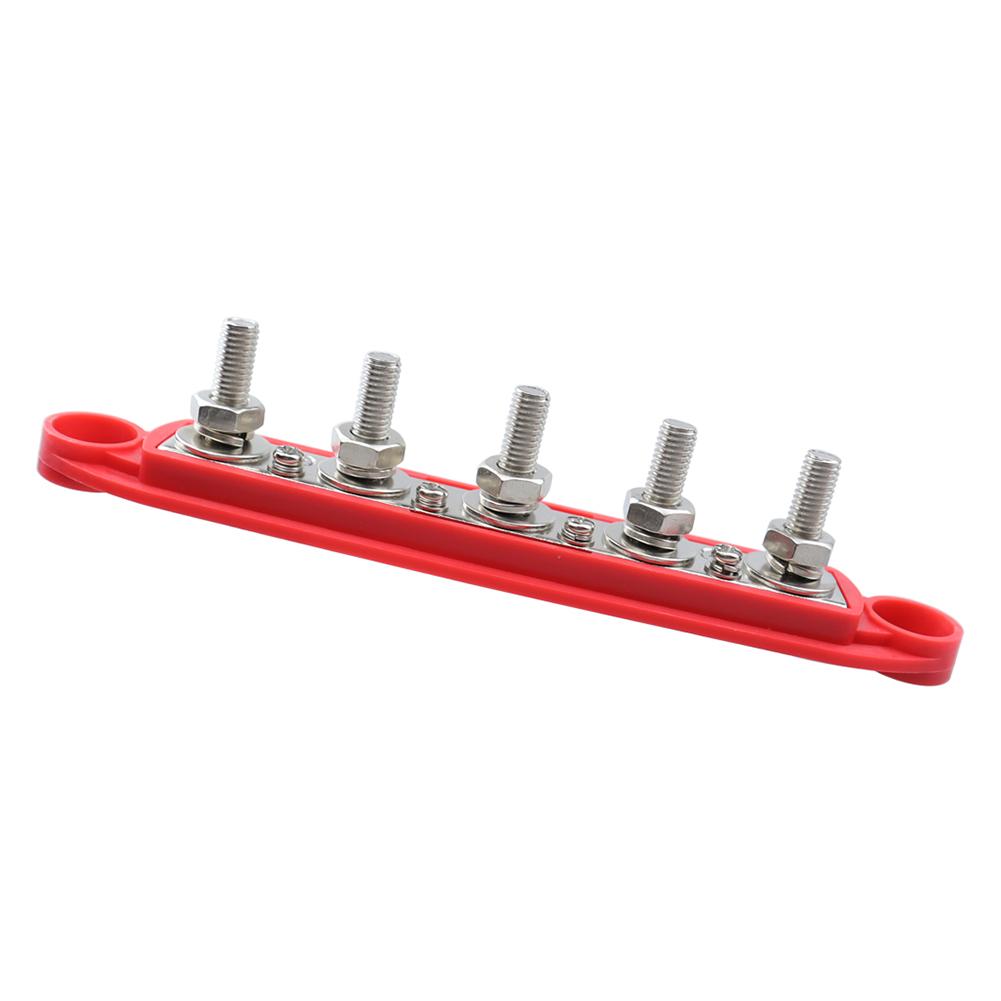 M8 5 Stud Bus Bar 48V 100A Battery Power Distribution Block Terminal Studs Busbar Powerterminal Block For RV Boat Acesssories