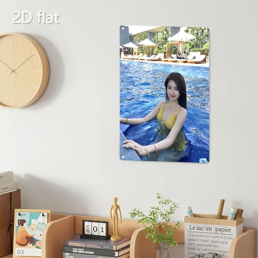 Brand Korean Metal Wall Art Sign, Beauty Poolside Decor for Home Cafe Bar, Vintage K-Drama Poster, Easy Mounting Wall Decor