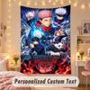 Custom Personalized Tapestry,Jujutsu Kaisen Print Custom Name Text Wall Art Hanging for Bedroom