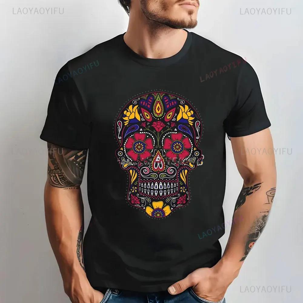 Dia De Los Muertos Day of The Dead Sugar SkullAnime Clothes Design Halloween Trick-or-treating Cotton Unisex T-Shirt Unisex Clothing Unisex