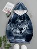 Men's Fashion Hooded Sweatshirt with Siberian Gray Wolf Print, Pullover Hoodie for Spring, Autumn, and Winter, Casual Outdoor Sportswear Top,
