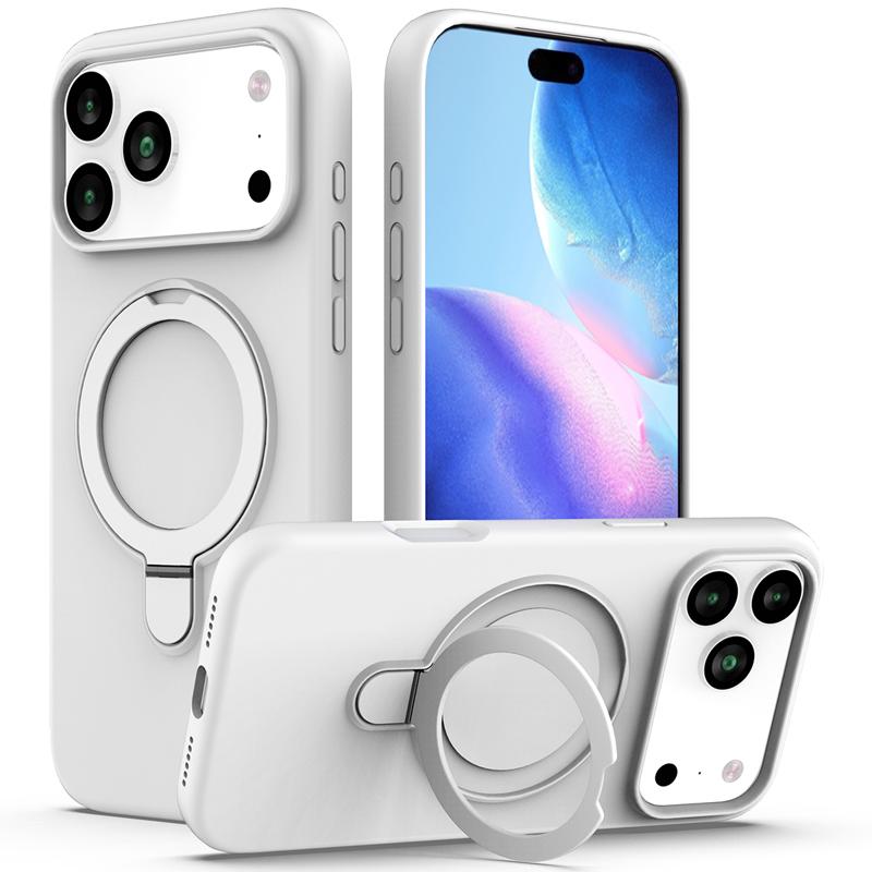 For iPhone 17 Pro Max 17 Air Case Magnetic Liuqid Silicone with Microfiber Lining inside Ring Stand Cover for iPhone17