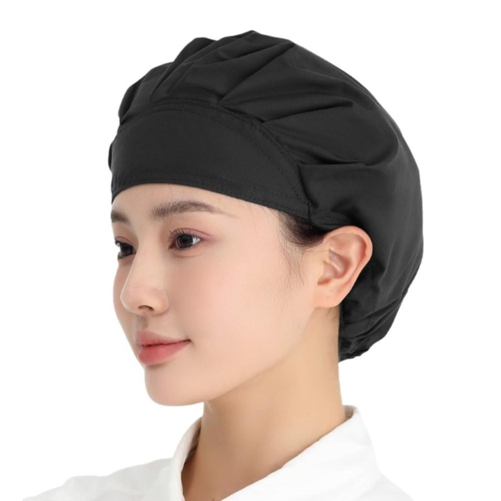 Unisex Oil Fume Proof Catering Cap Hygienic Dustproof Adjustable Chef Hat Flat Top Cotton Kitchen Work Hat Restaurant Kitchen