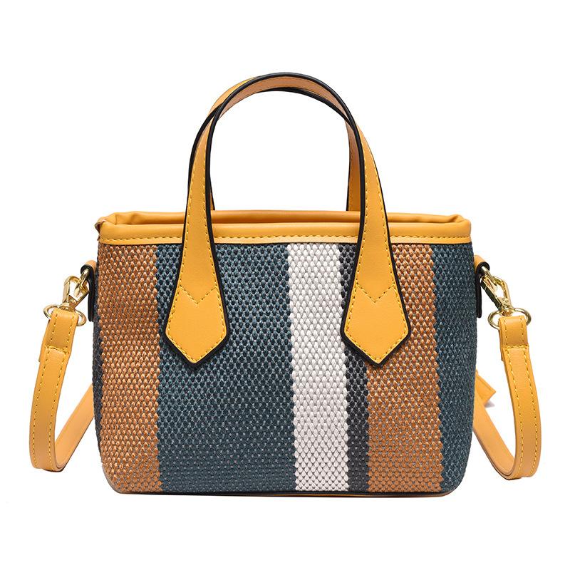Fashion Handbag Simple Vertical Stripe Large Capacity Bag Casual Trendy Light Shoulder Messenger Bag