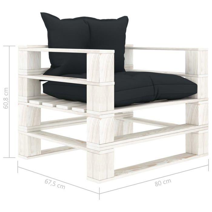 VidaXL Canapé palette de jardin avec coussins anthracite Bois 3052372