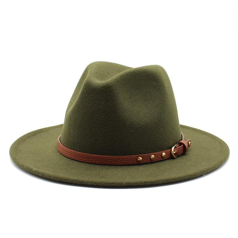 British jazz top hat autumn and winter new woolen hat for men and women simple felt big eaves hat trendy flat edge hat