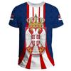 Serbian Flag National Emblem T Shirt For Men 3D Print Summer Casual T-shirt Fashion Sport O Collar Loose Short-sleeved Tee Shirt