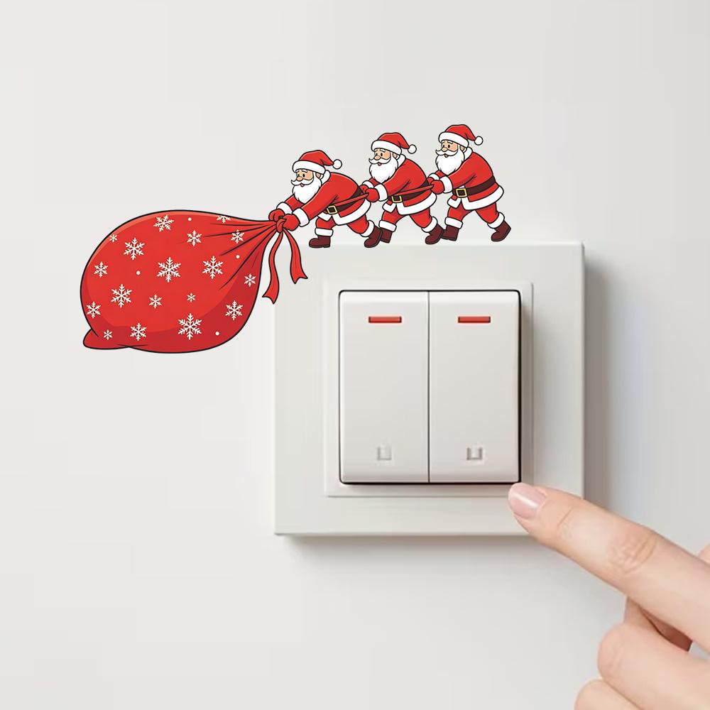 Cartoon Santa Gift Bag, Living Room Entrance, Home Wall Decoration, Beautification, Decorative Switch Sticker