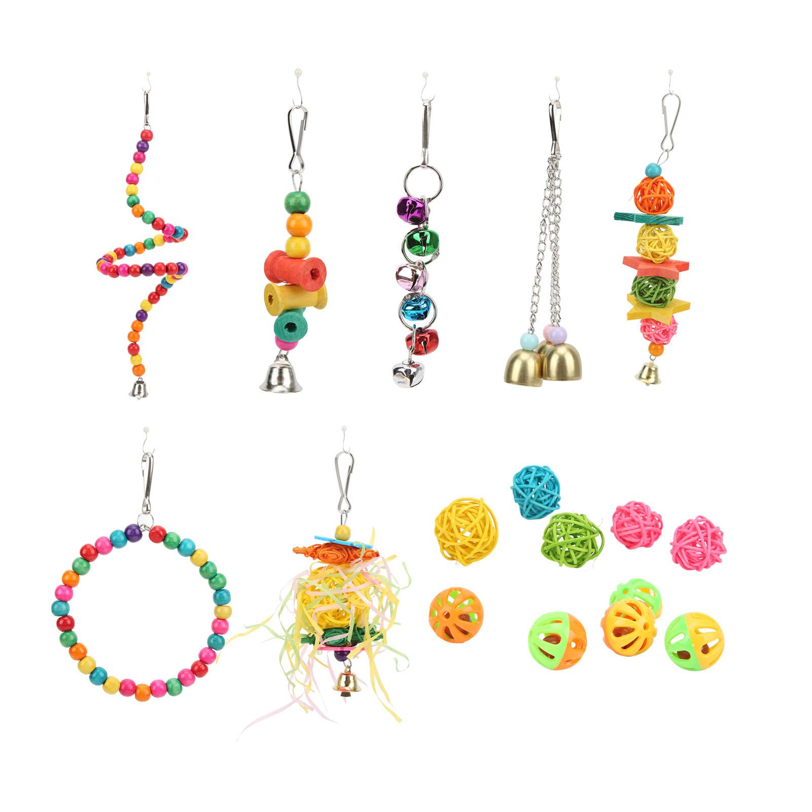 Bird Toys Bite Resistant Parrot Swing Chewing Toys with Removable Hooks for Cockatiels Finches Budgie Macaws Love Birds