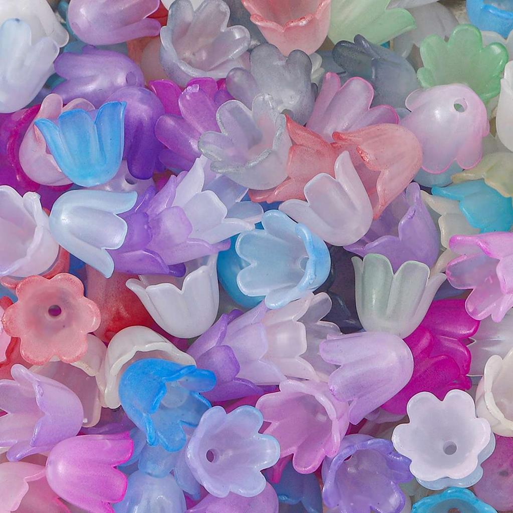 100 stk/pose Akryl Windbell Morning Glory Blomster Perler Charms for øredobber Armbånd DIY smykker håndverk
