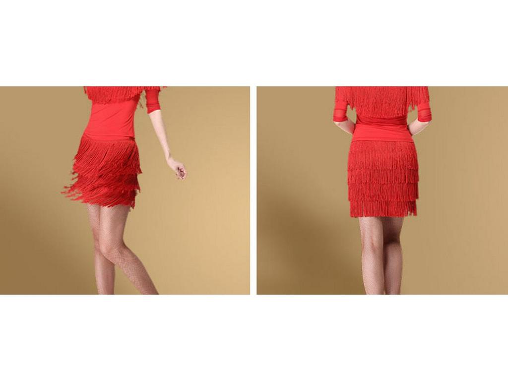 Women's Plus Size Latin Dance Costume with Tassel Skirt for Practice