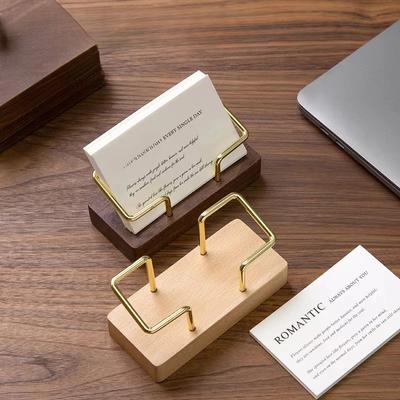 Porte-cartes en bois de noyer noir, organiseur de rangement pour cartes de visite en bois, porte-cartes en métal, boîte à mémos, présentoir en bois massif